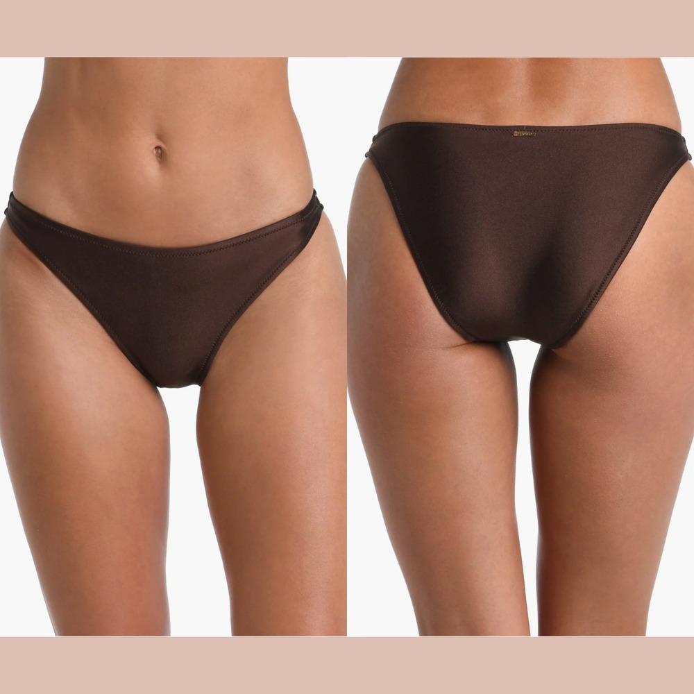 NEW $100 L'AGENCE [ Large ] Jean Bikini Bottoms‎ in Chocolate Brown 6921